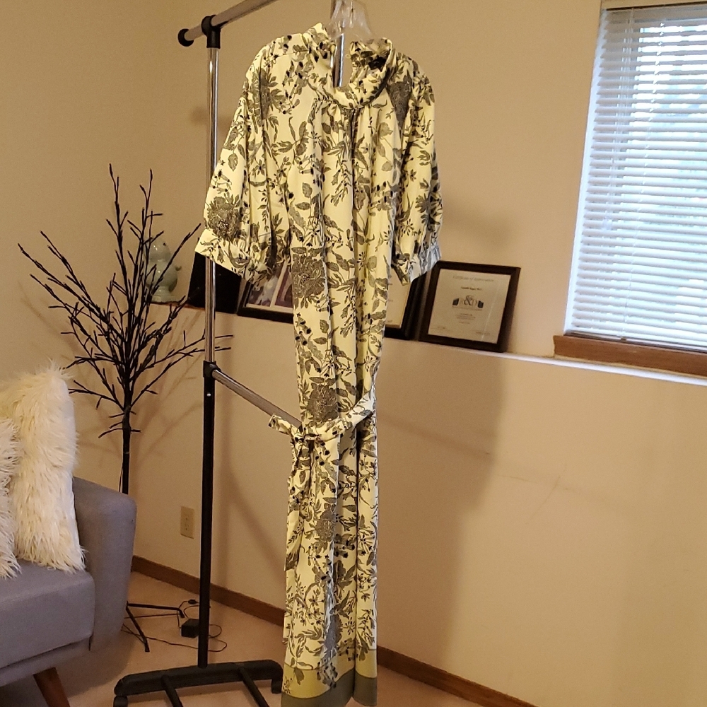Ann Taylor Yellowish And Black Floral Dress